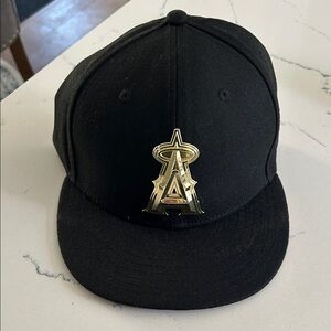 Angels New Era Black 59FIFTY Cap 7 3/4